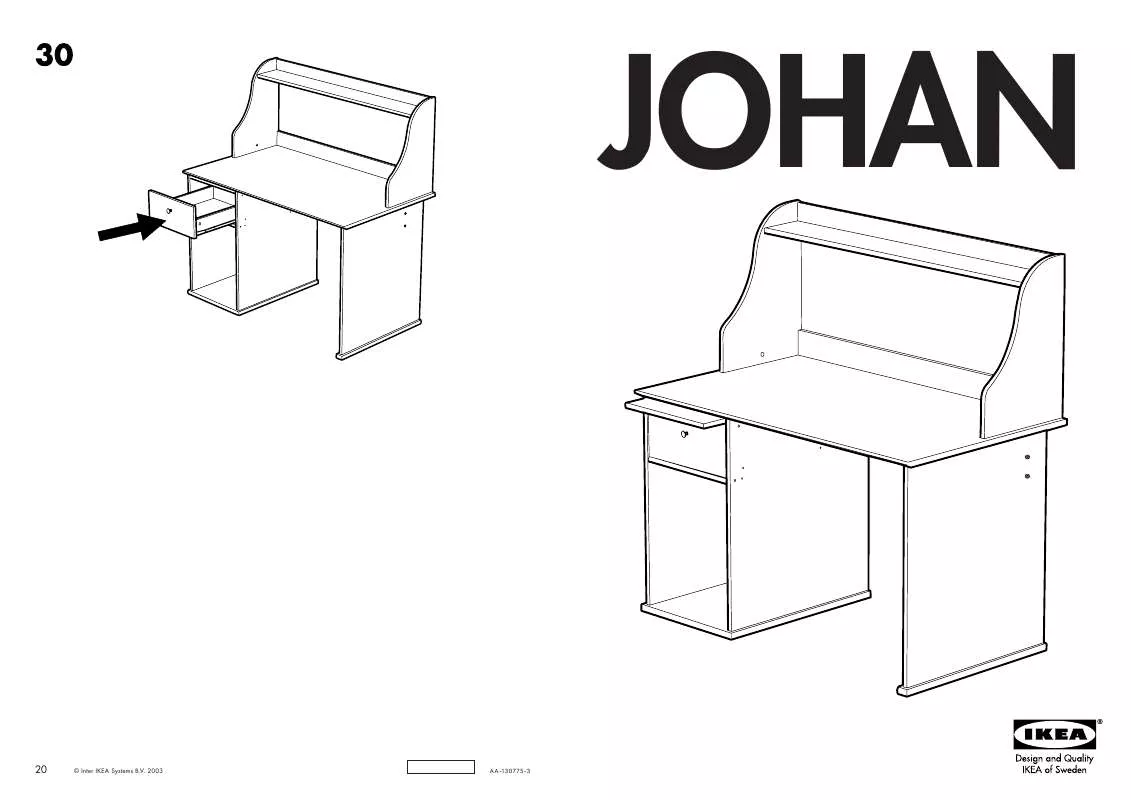 Mode d'emploi IKEA JOHAN, PRACOVNÝ STÔL S POLICOVÝM DIELOM, 120X70, V125CM