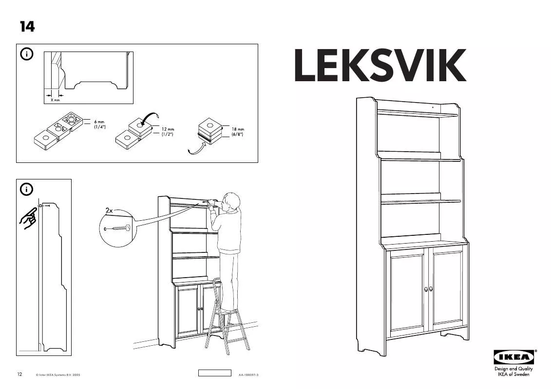 Mode d'emploi IKEA LEKSVIK, KNIŽNICA S DVIERKAMI, 93X32, V198CM