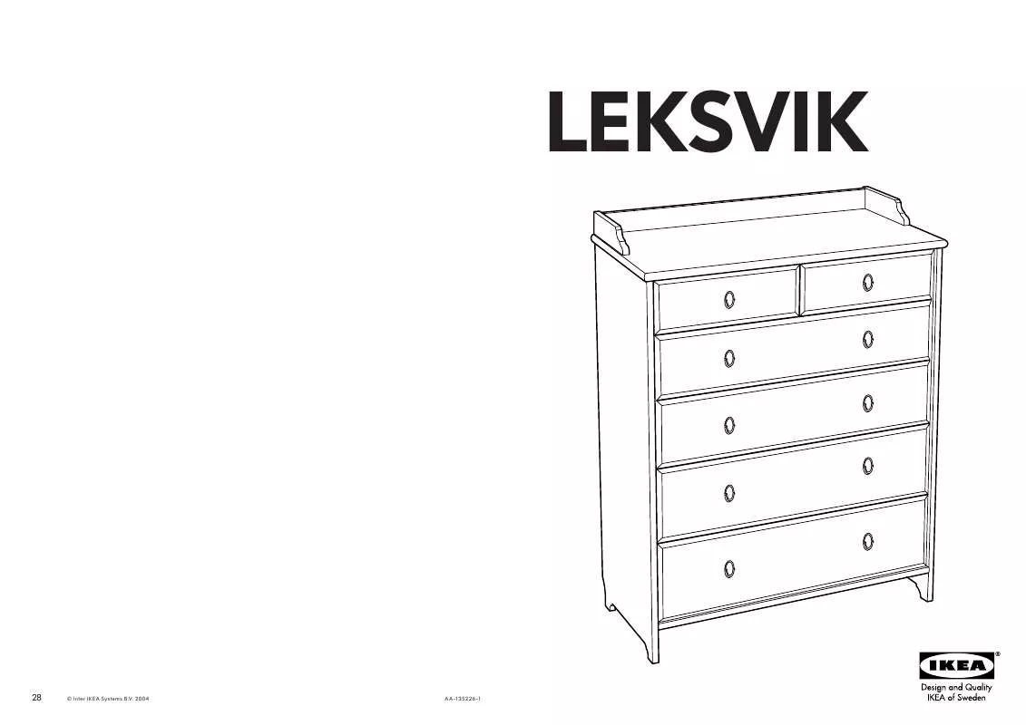 Mode d'emploi IKEA LEKSVIK, SKRINKA SO 6 ZÁSUVKAMI, 95X49, V125,5CM