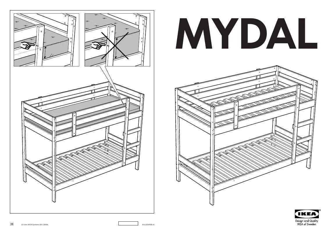 Mode d'emploi IKEA MYDAL, RÁM POSCHODOVEJ POSTELE, 90X200CM