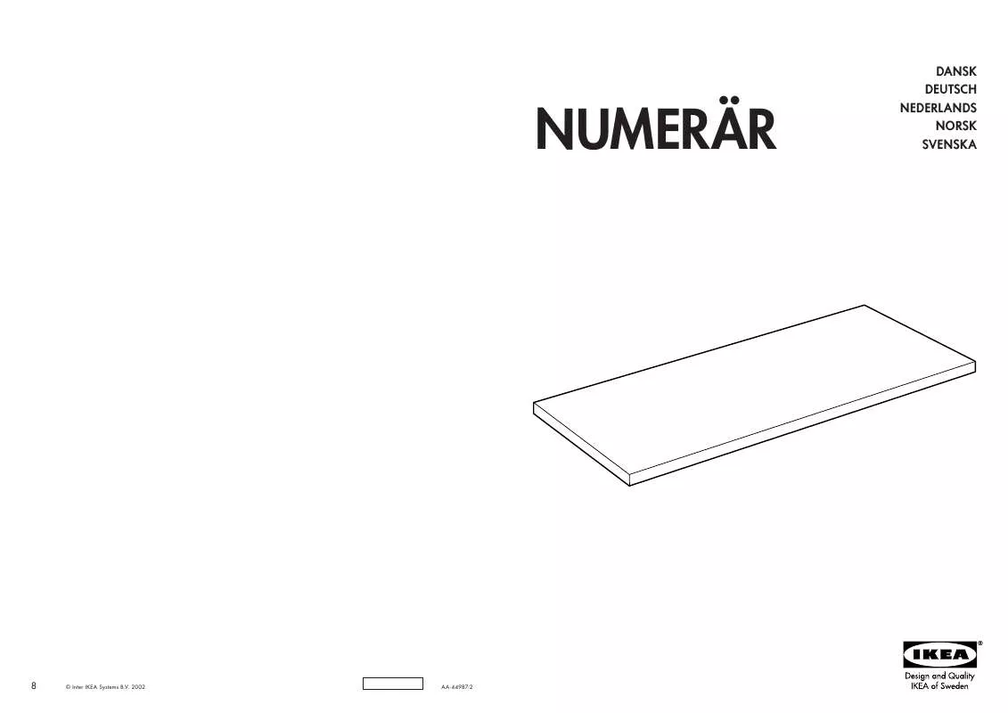 Mode d'emploi IKEA NUMERÄR, PRACOVNÁ DOSKA