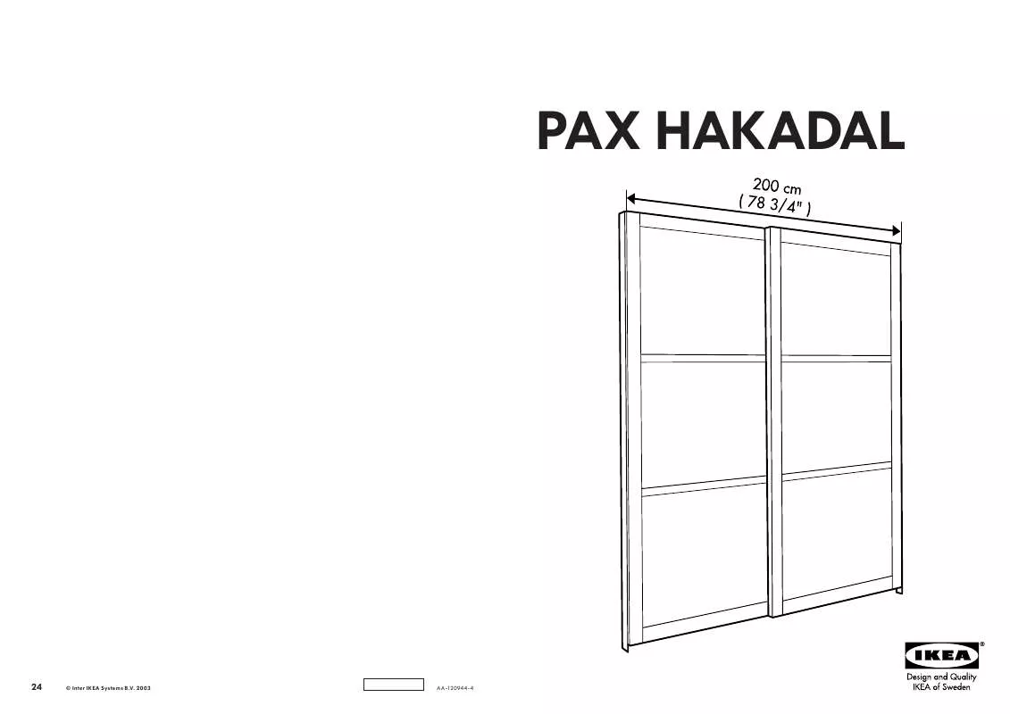 Mode d'emploi IKEA PAX HAKADAL, POSUVNÉ DVERE, 2KS