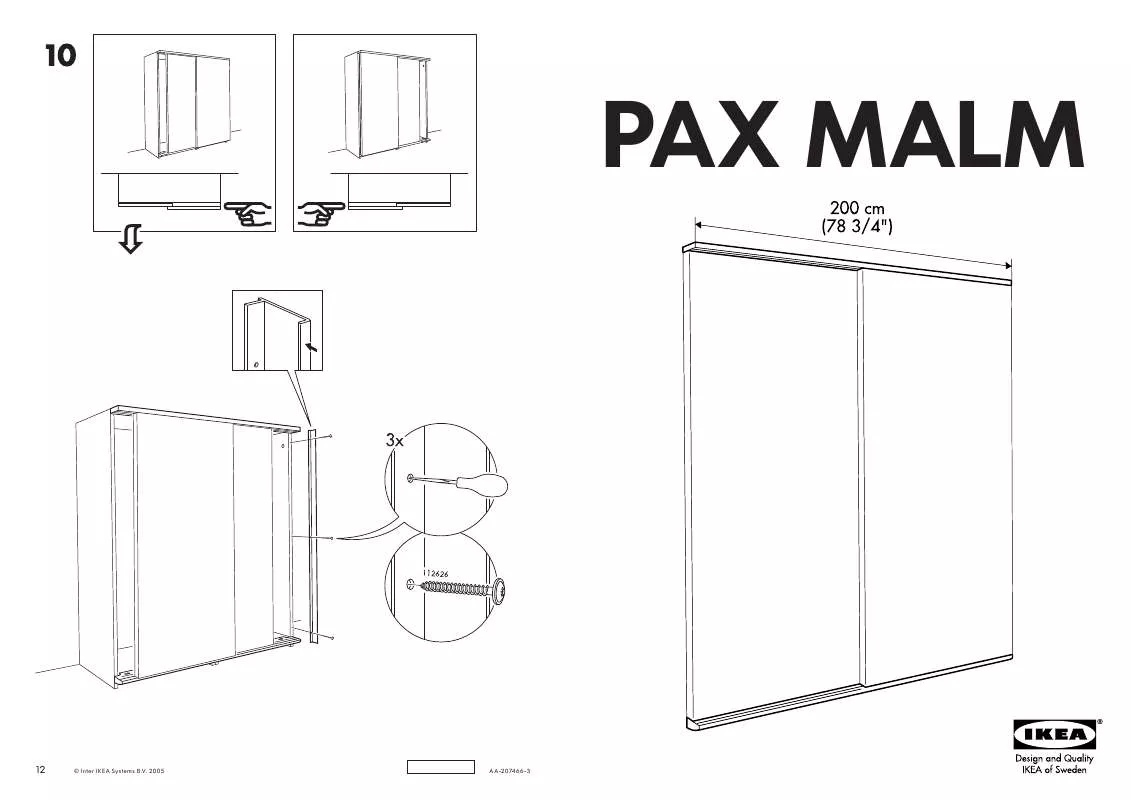 Mode d'emploi IKEA PAX MALM, POSUVNÉ DVERE