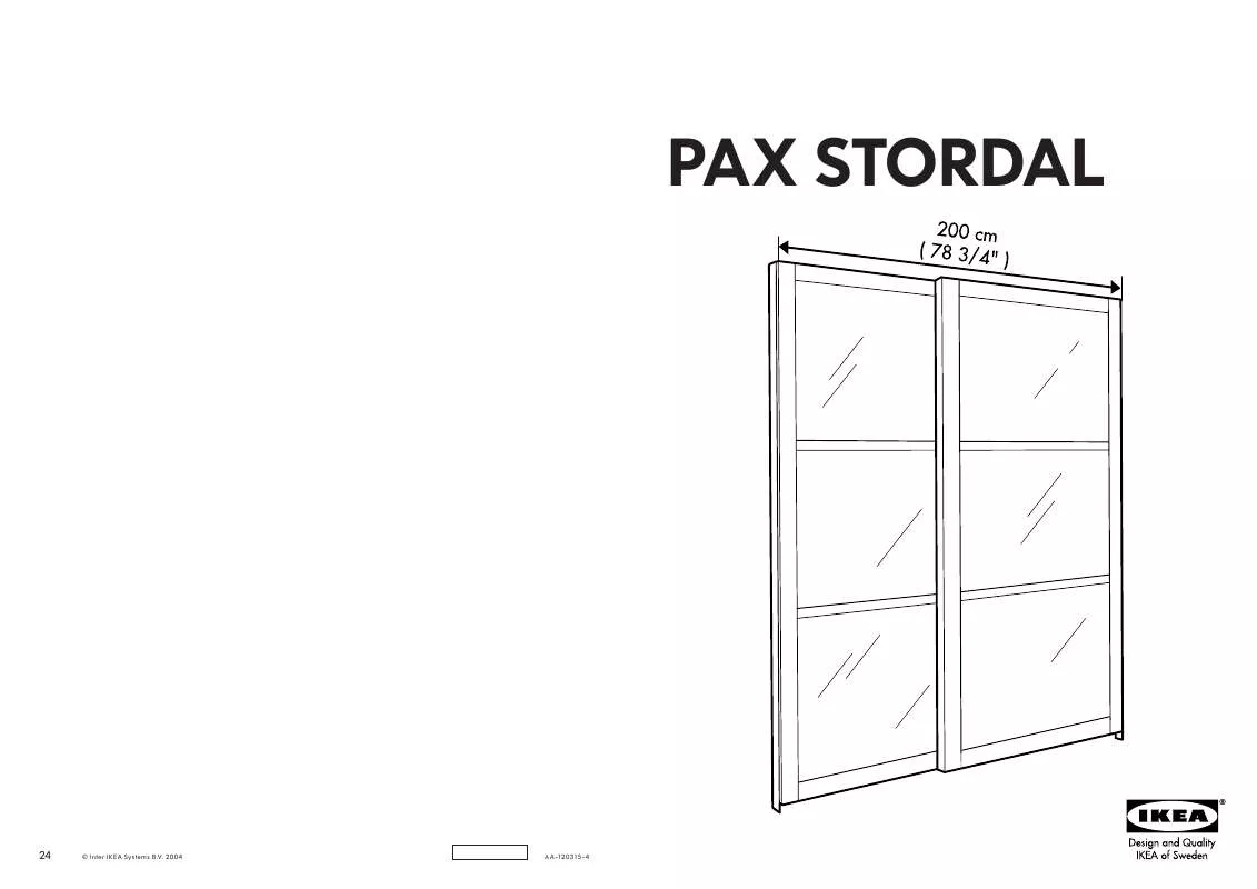Mode d'emploi IKEA PAX STORDAL, POSUVNÉ DVERE, 2KS, Š200CM