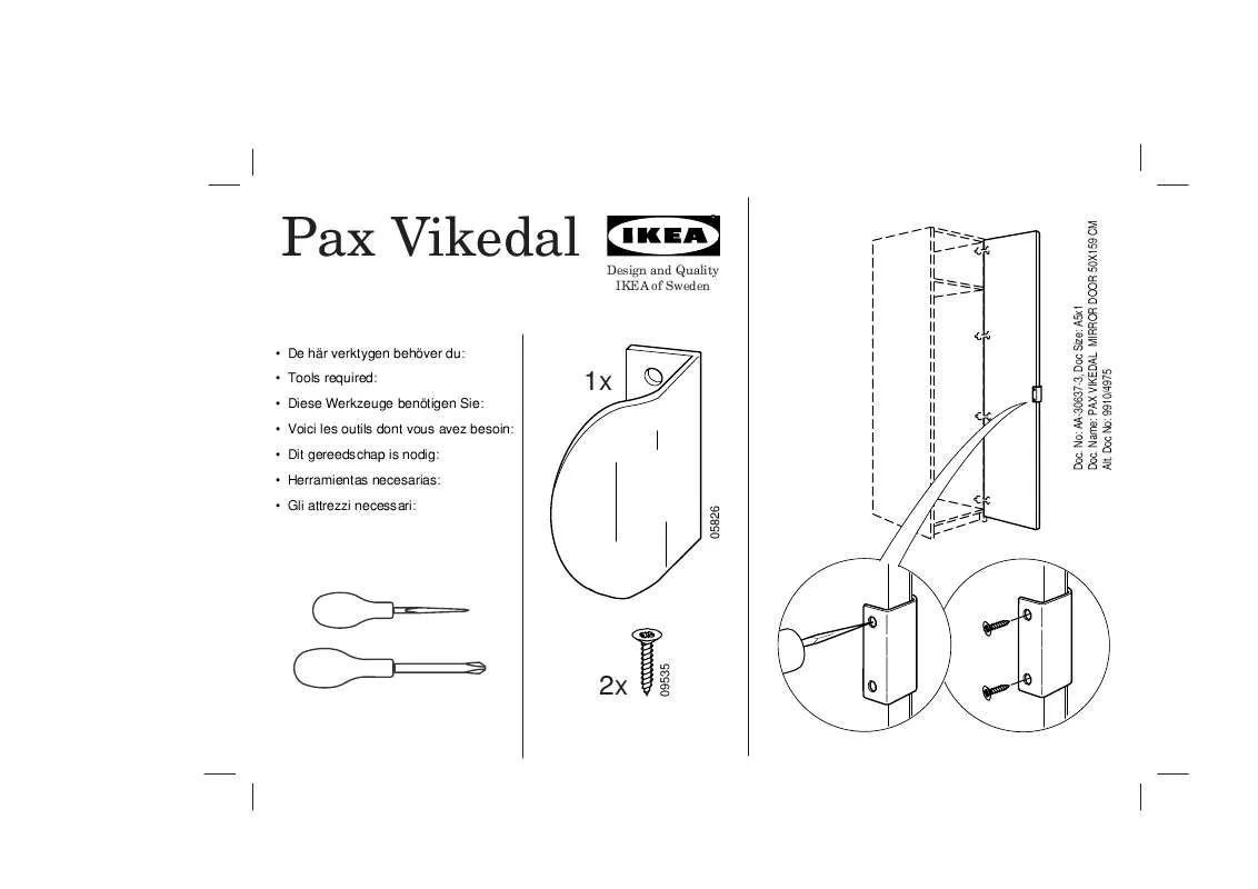 Mode d'emploi IKEA PAX VIKEDAL, DVERE SO ZRKADLOM