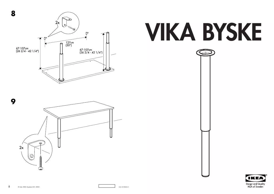 Mode d'emploi IKEA VIKA BYSKE, POCHRÓMOVANÁ NOHA