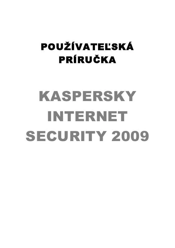 Mode d'emploi KASPERSKY LAB INTERNET SECURITY 2009