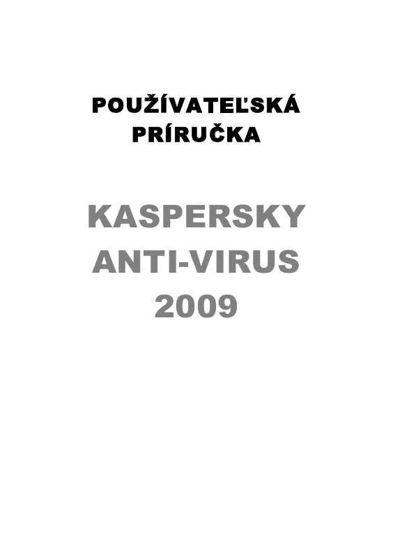 Mode d'emploi KASPERSKY ANTI-VIRUS 2009