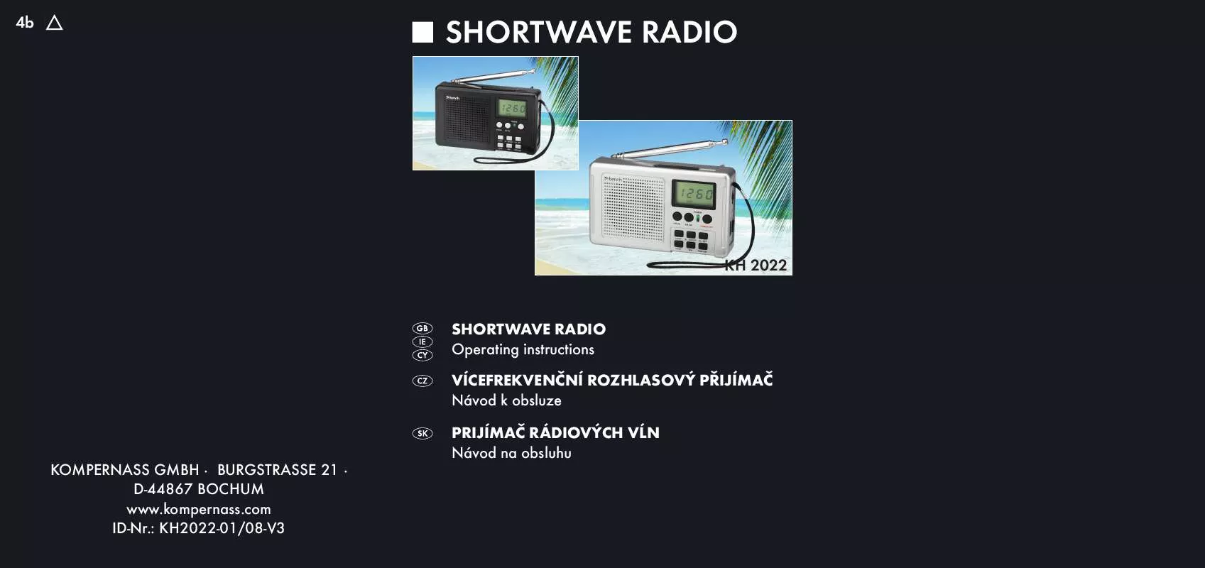 Mode d'emploi KOMPERNASS KH 2022 SHORTWAVE RADIO