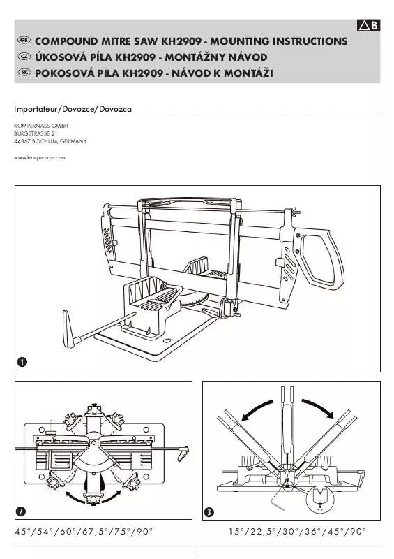 Mode d'emploi KOMPERNASS KH 2909 COMPOUND MITRE SAW