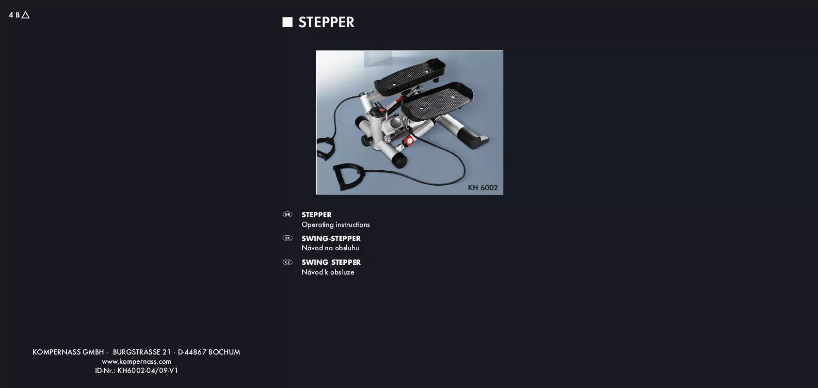 Mode d'emploi KOMPERNASS KH 6002 SWING STEPPER