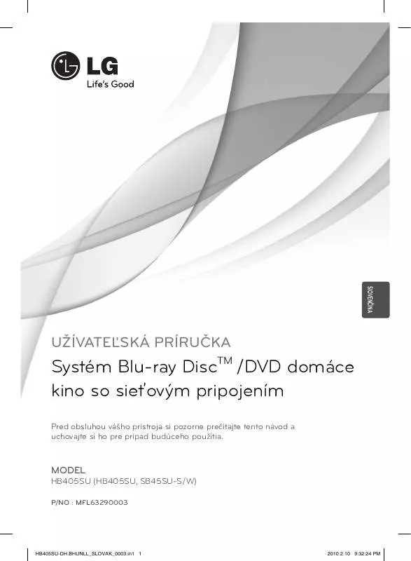 Mode d'emploi LG HB405SU