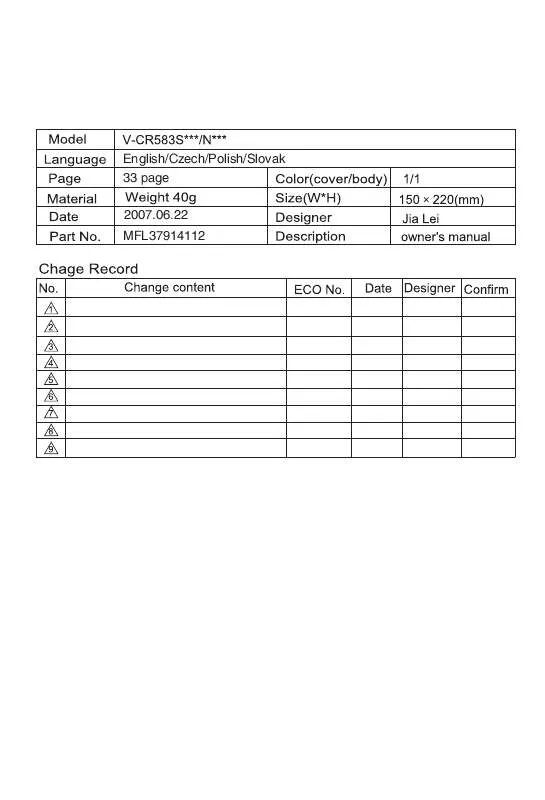 Mode d'emploi LG V-CR583STQC