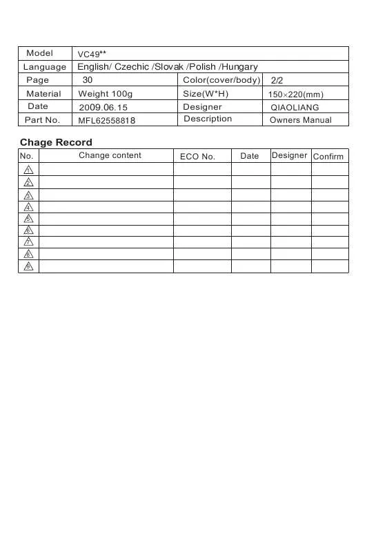 Mode d'emploi LG VC-4916 NNT