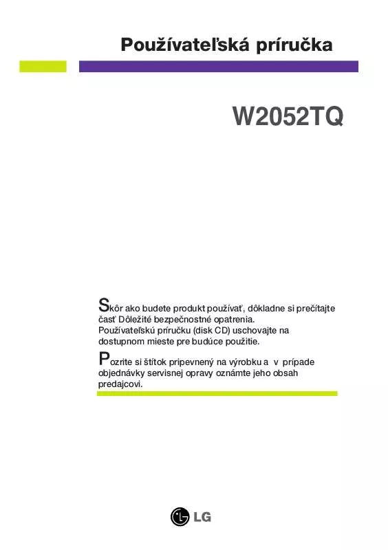 Mode d'emploi LG W2052TQ