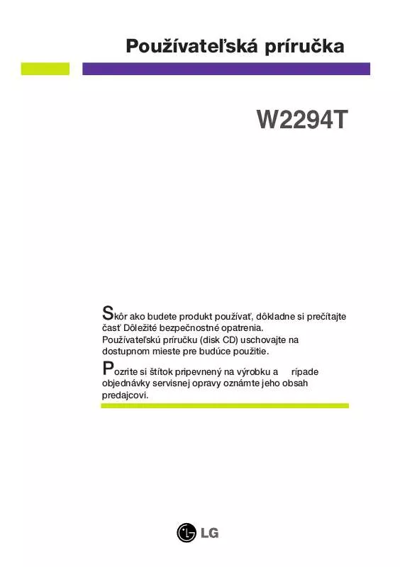 Mode d'emploi LG W2294T