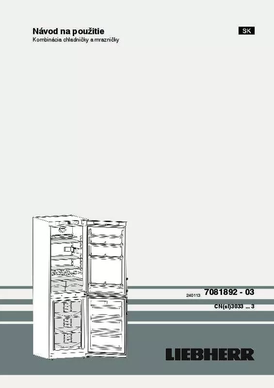 Mode d'emploi LIEBHERR CNSL 305 COMFORT