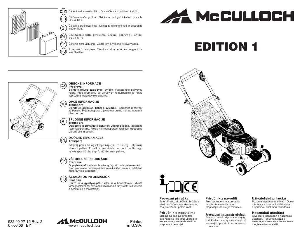 Mode d'emploi MCCULLOCH EDITION 1