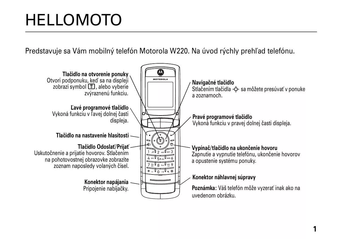 Mode d'emploi MOTOROLA W220