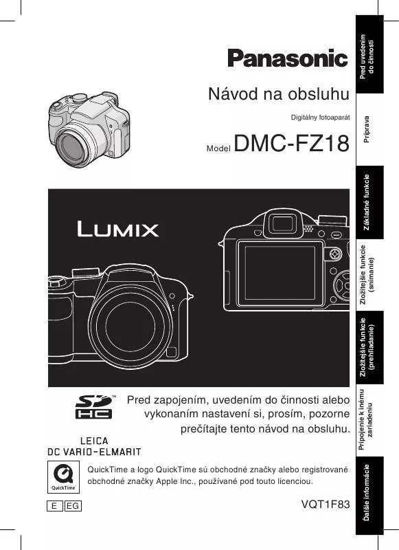 Mode d'emploi PANASONIC DMCFZ18