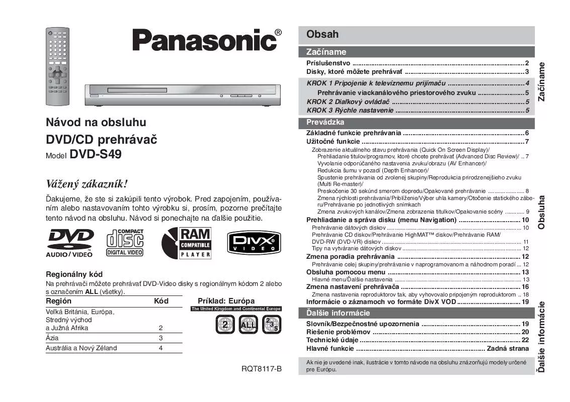 Mode d'emploi PANASONIC DVDS49