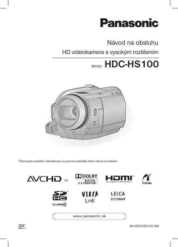 Mode d'emploi PANASONIC HDCHS100