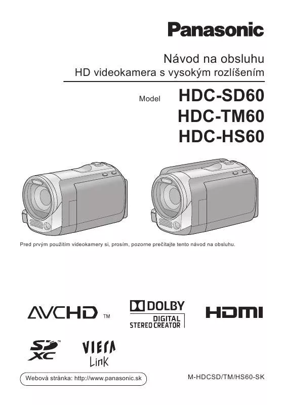 Mode d'emploi PANASONIC HDCHS60