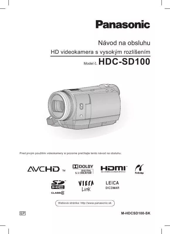 Mode d'emploi PANASONIC HDCSD100