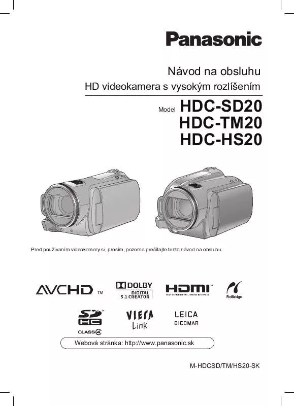 Mode d'emploi PANASONIC HDCSD20