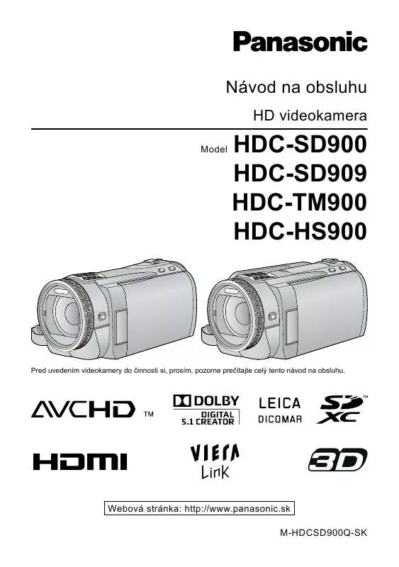 Mode d'emploi PANASONIC HDC-SD900EP
