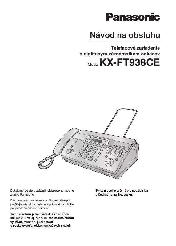 Mode d'emploi PANASONIC KX-FT938CE