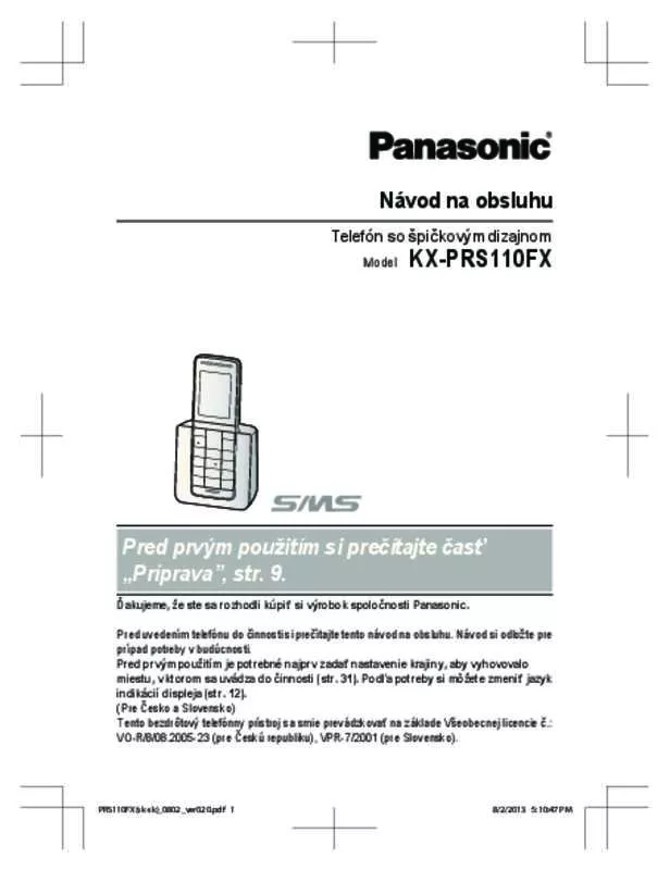 Mode d'emploi PANASONIC KX-PRS110FX