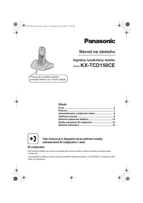 Mode d'emploi PANASONIC KX-TCD150CE