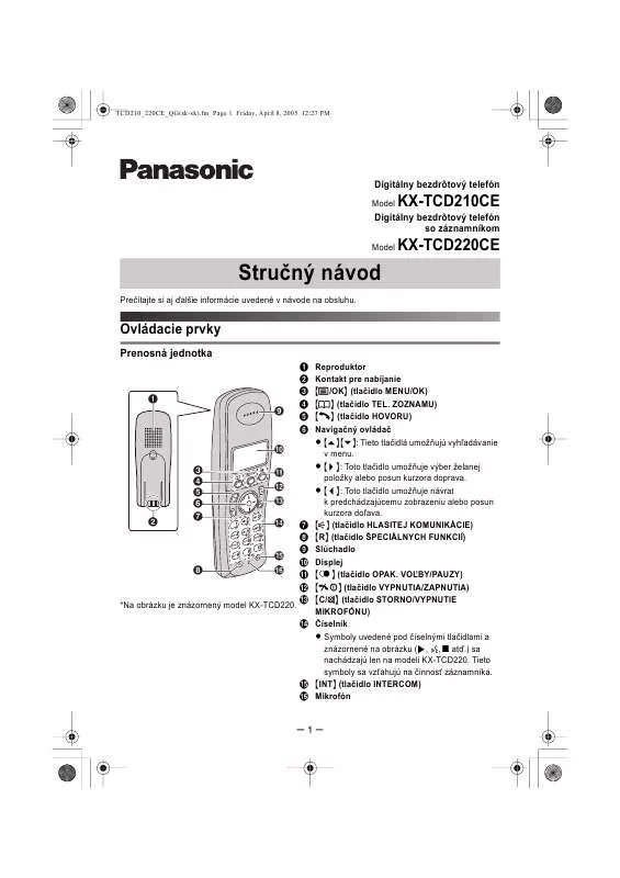 Mode d'emploi PANASONIC KX-TCD220CE