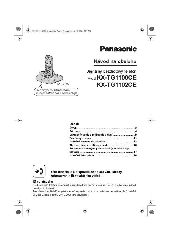 Mode d'emploi PANASONIC KX-TG1100CE