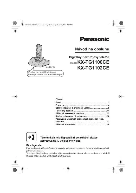 Mode d'emploi PANASONIC KX-TG1102CE