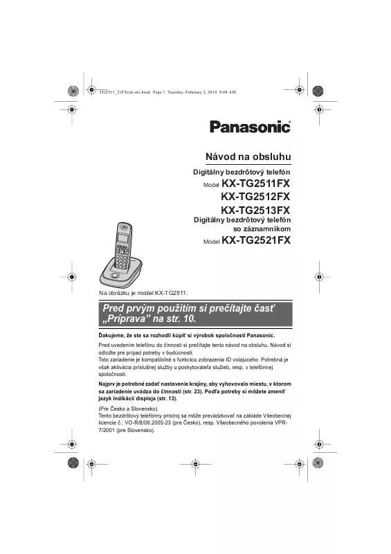 Mode d'emploi PANASONIC KXTG2512FX