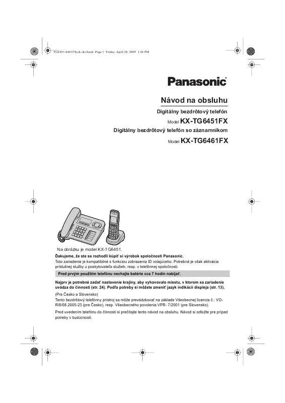 Mode d'emploi PANASONIC KX-TG6461FX