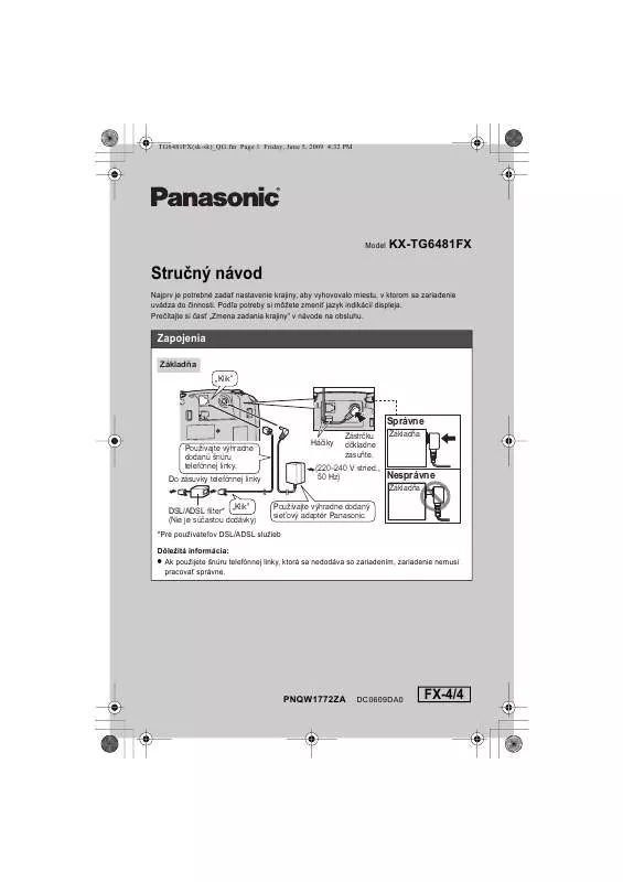 Mode d'emploi PANASONIC KX-TG6481FX