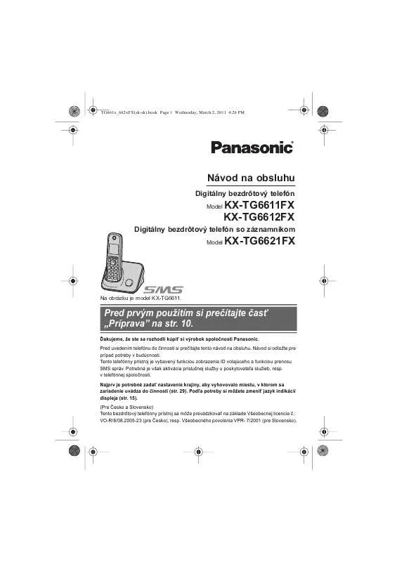 Mode d'emploi PANASONIC KX-TG6611FX