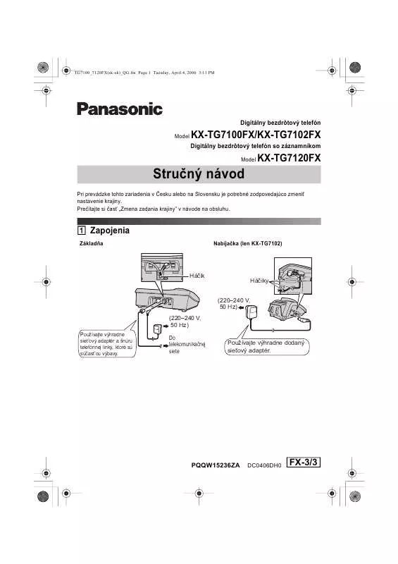 Mode d'emploi PANASONIC KX-TG7100FX