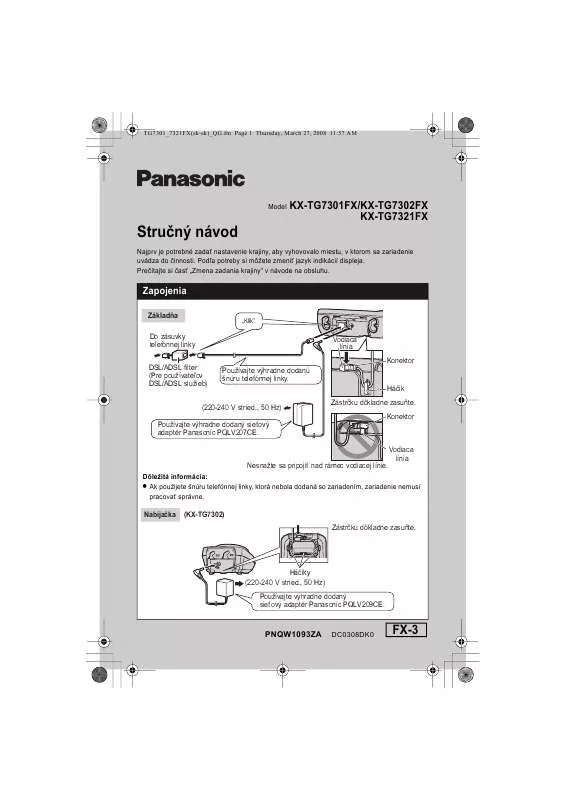 Mode d'emploi PANASONIC KX-TG7301FX