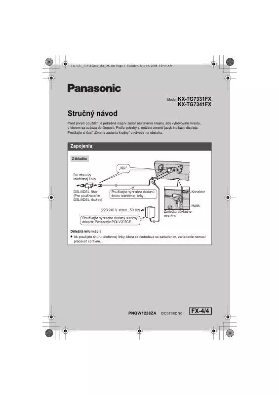 Mode d'emploi PANASONIC KX-TG7341FX