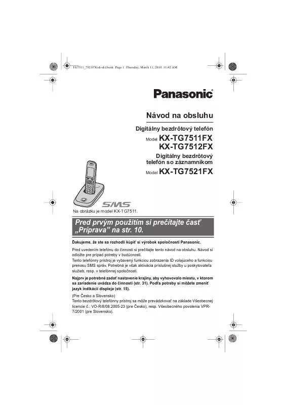 Mode d'emploi PANASONIC KXTG7511FX