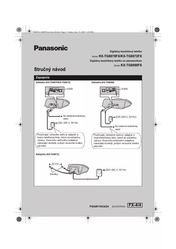 Mode d'emploi PANASONIC KX-TG8070FX