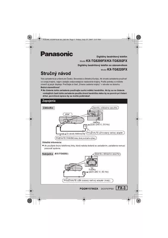 Mode d'emploi PANASONIC KX-TG8202FX