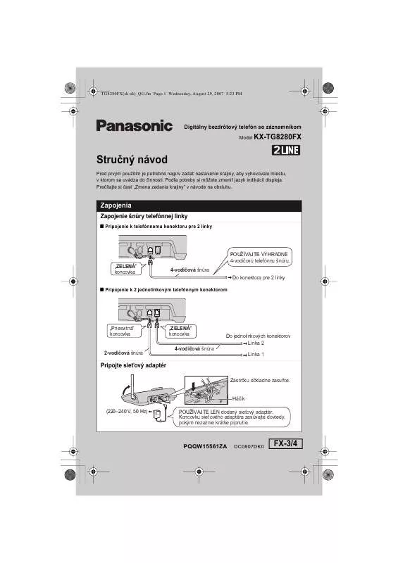 Mode d'emploi PANASONIC KX-TG8280FX