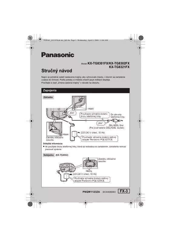 Mode d'emploi PANASONIC KX-TG8302FX