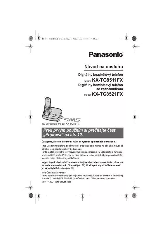 Mode d'emploi PANASONIC KXTG8511FX