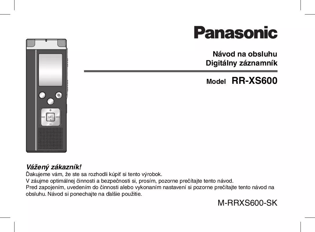 Mode d'emploi PANASONIC RR-XS600E